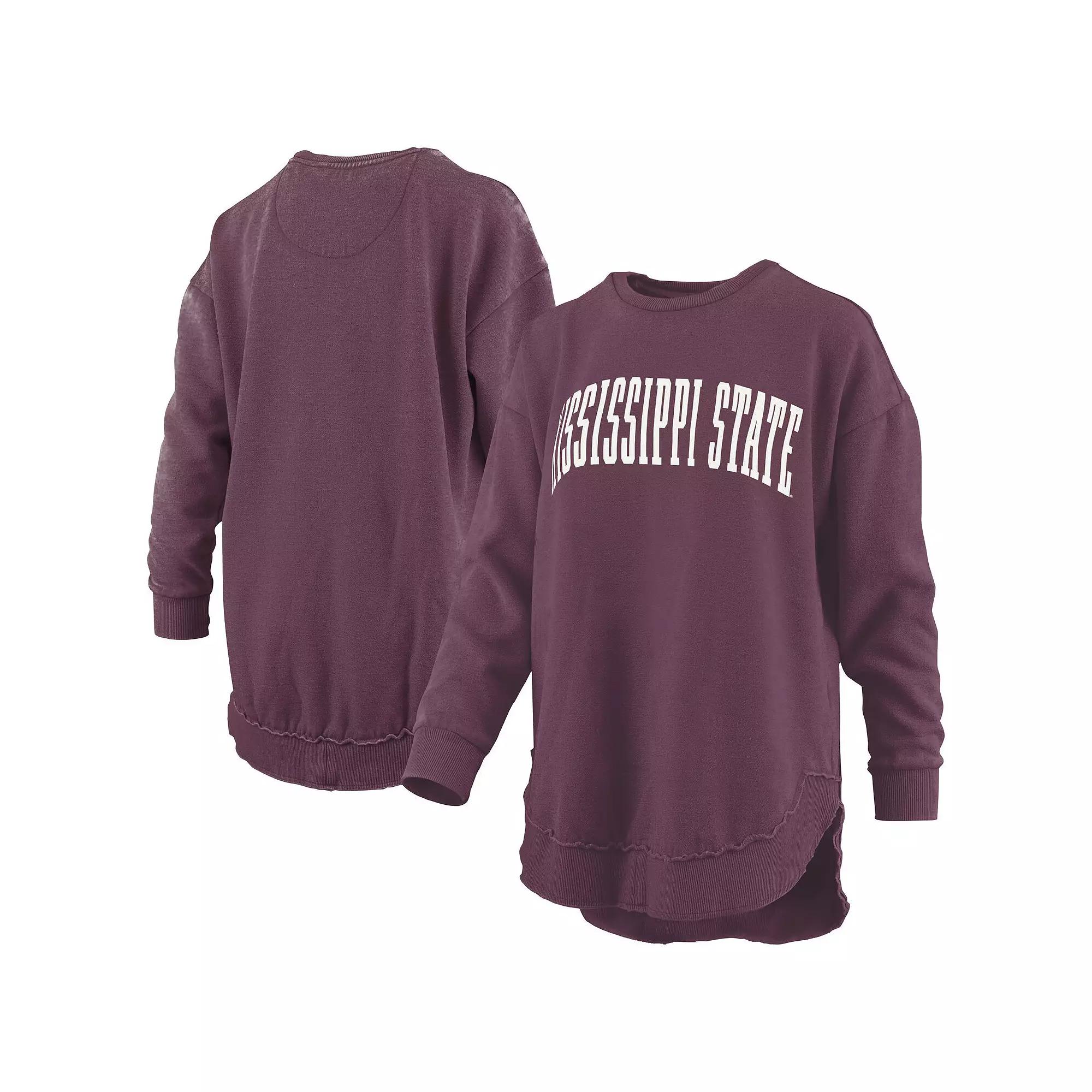 Women's Pressbox Black Texas Longhorns Melange Poncho Vintage Fleece Long Sleeve Pullover Sweatshirt,  Product Image