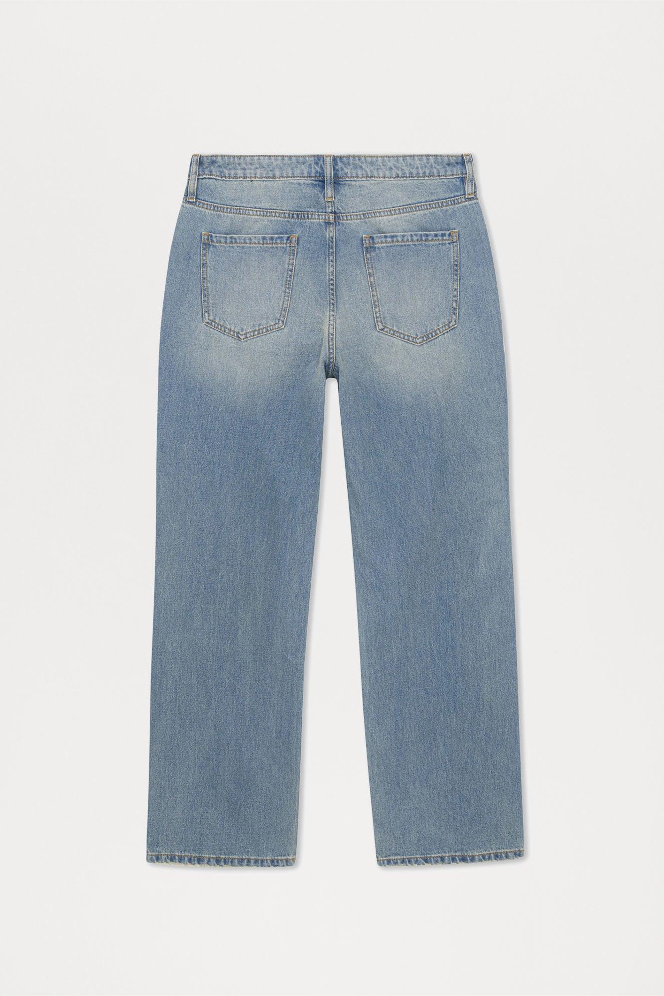 Justin Distressed Straight Jeans - Vintage Blue Wash Product Image