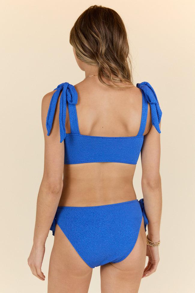 Soak Up The Sun Blue Tie Shoulder Bikini Top FINAL SALE Product Image