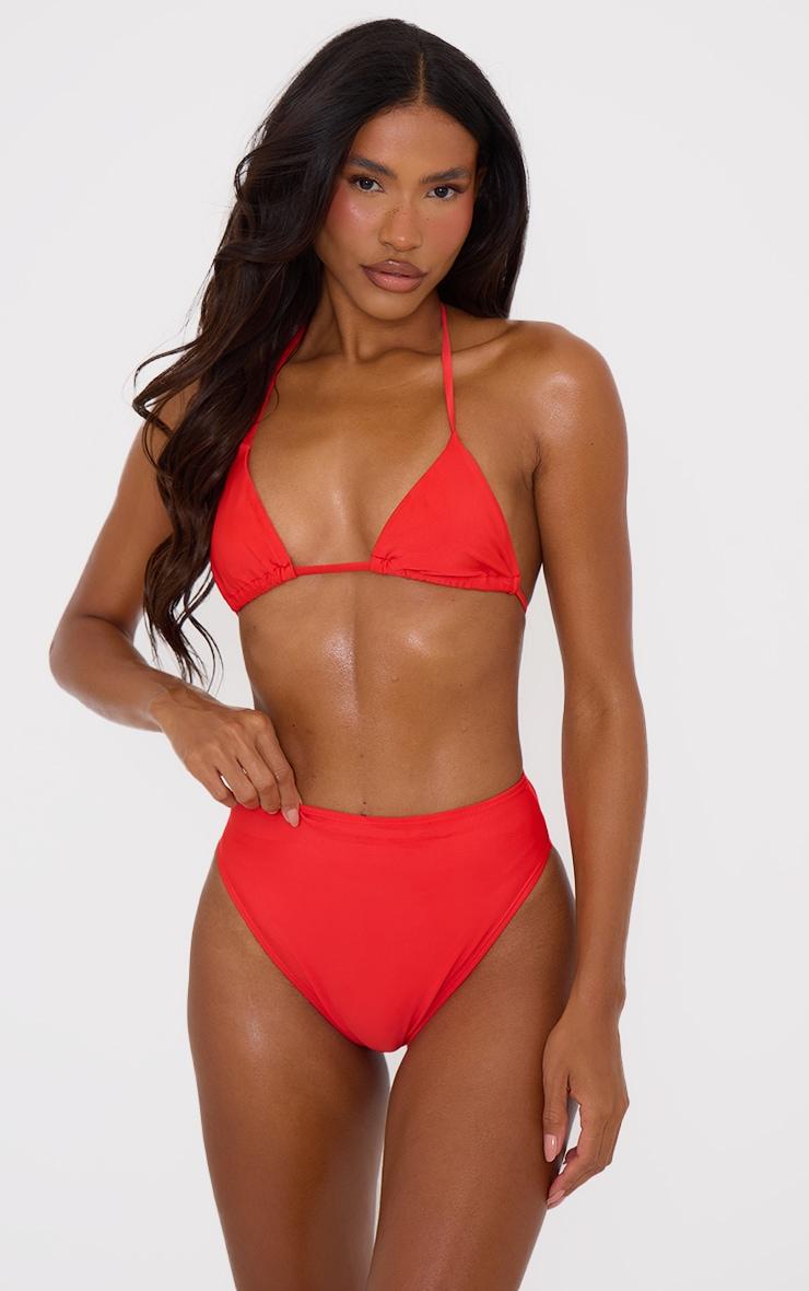 Red Mix & Match High Waisted High Leg Bikini Bottoms Product Image