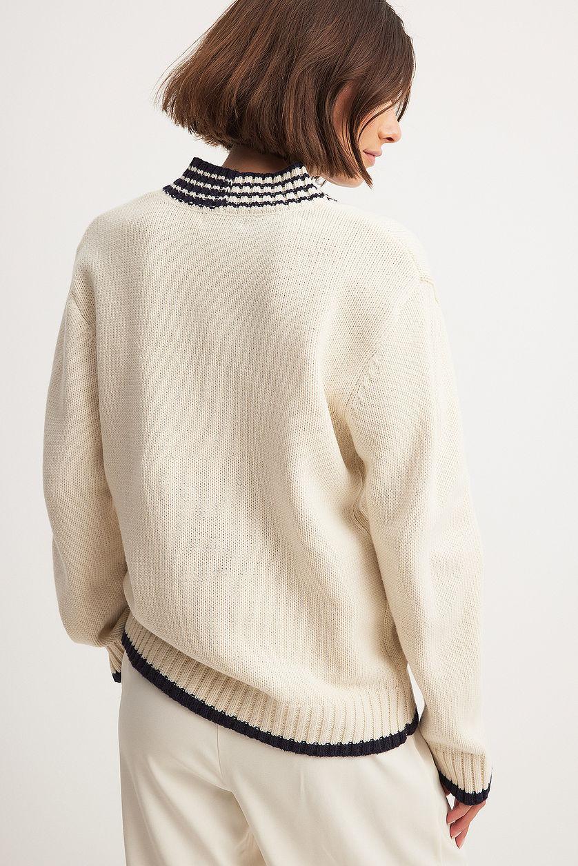 Oversized V-neck Contrast Detail Sweater Product Image