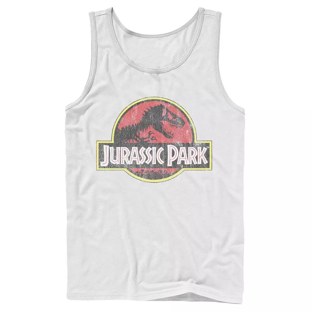 Men's Jurassic Park Distressed Original Park Logo Graphic Tank Top,  Product Image