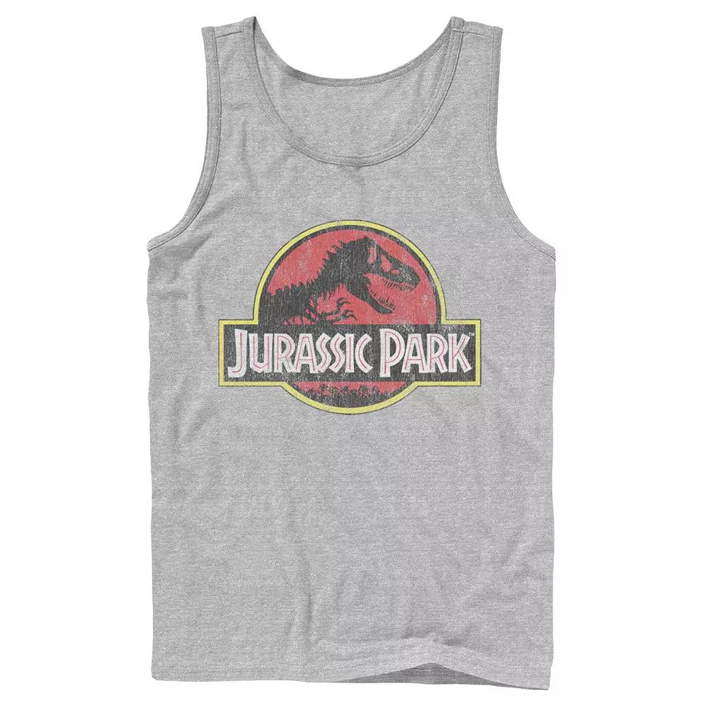 Men's Jurassic Park Distressed Original Park Logo Graphic Tank Top,  Product Image