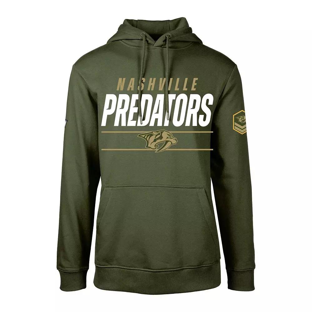 Mens Levelwear Olive Nashville Predators Podium Fleece Pullover Hoodie Product Image