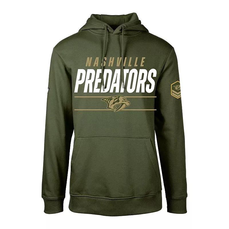 Mens Levelwear Olive Nashville Predators Podium Fleece Pullover Hoodie Product Image