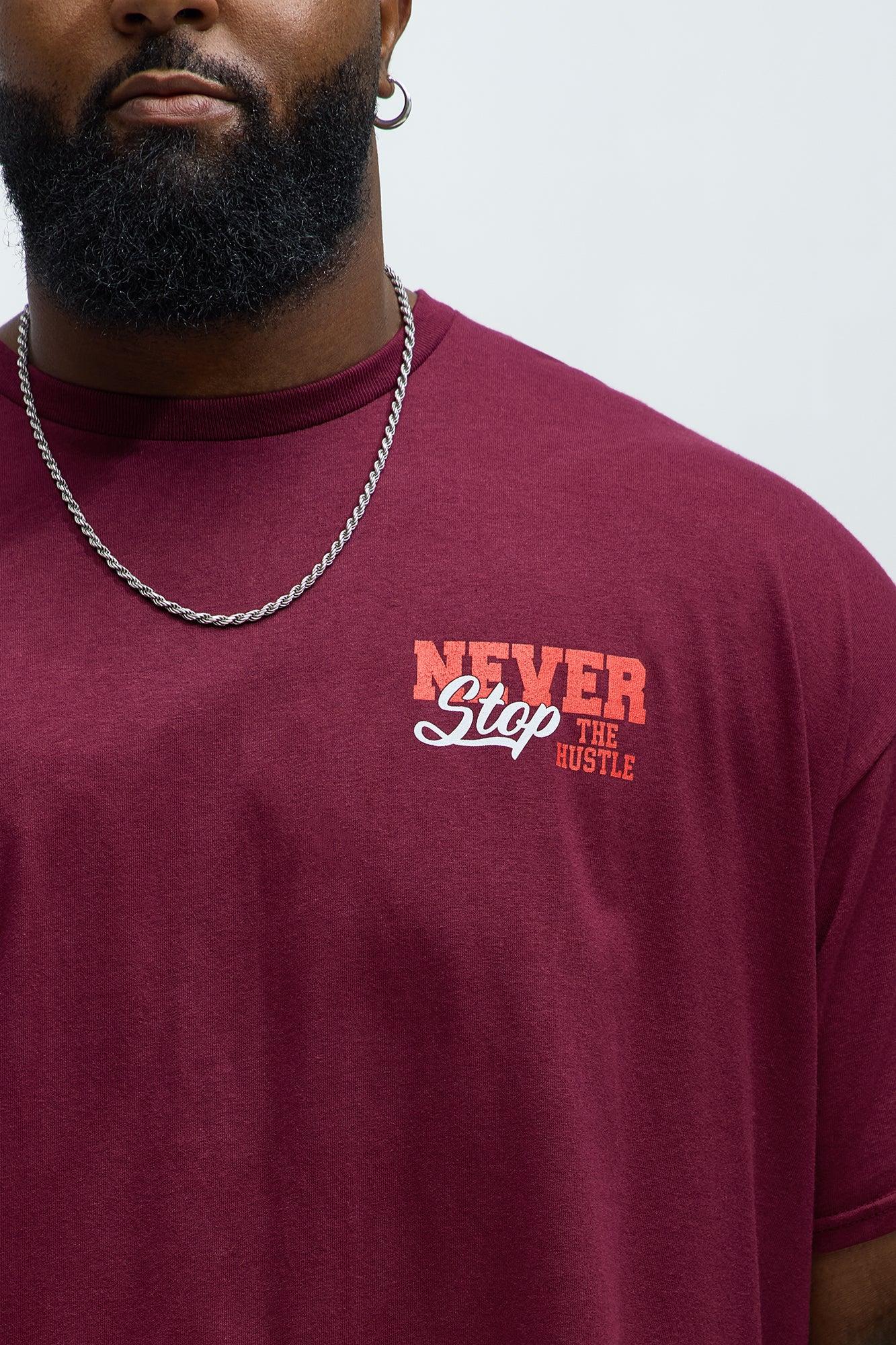 Never Stop The Hustle Short Sleeve Tee - Burgundy Product Image
