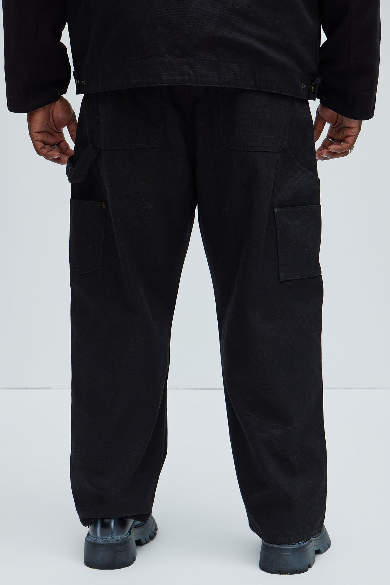 Alexander Double Knee Straight Utility Canvas Pants - Black Product Image