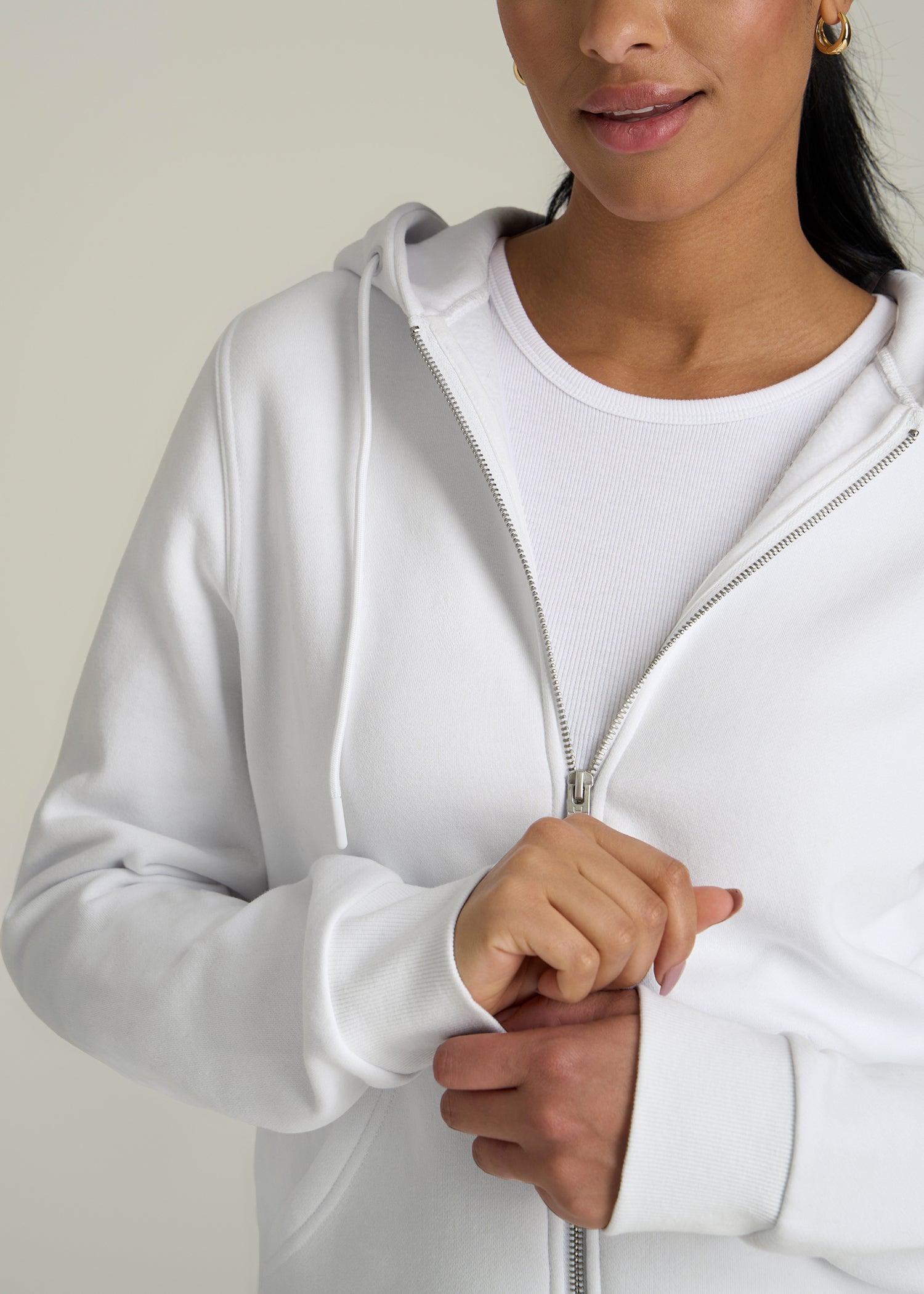 Wearever Fleece Full-Zip Hoodie for Tall Women in Optic White Female Product Image