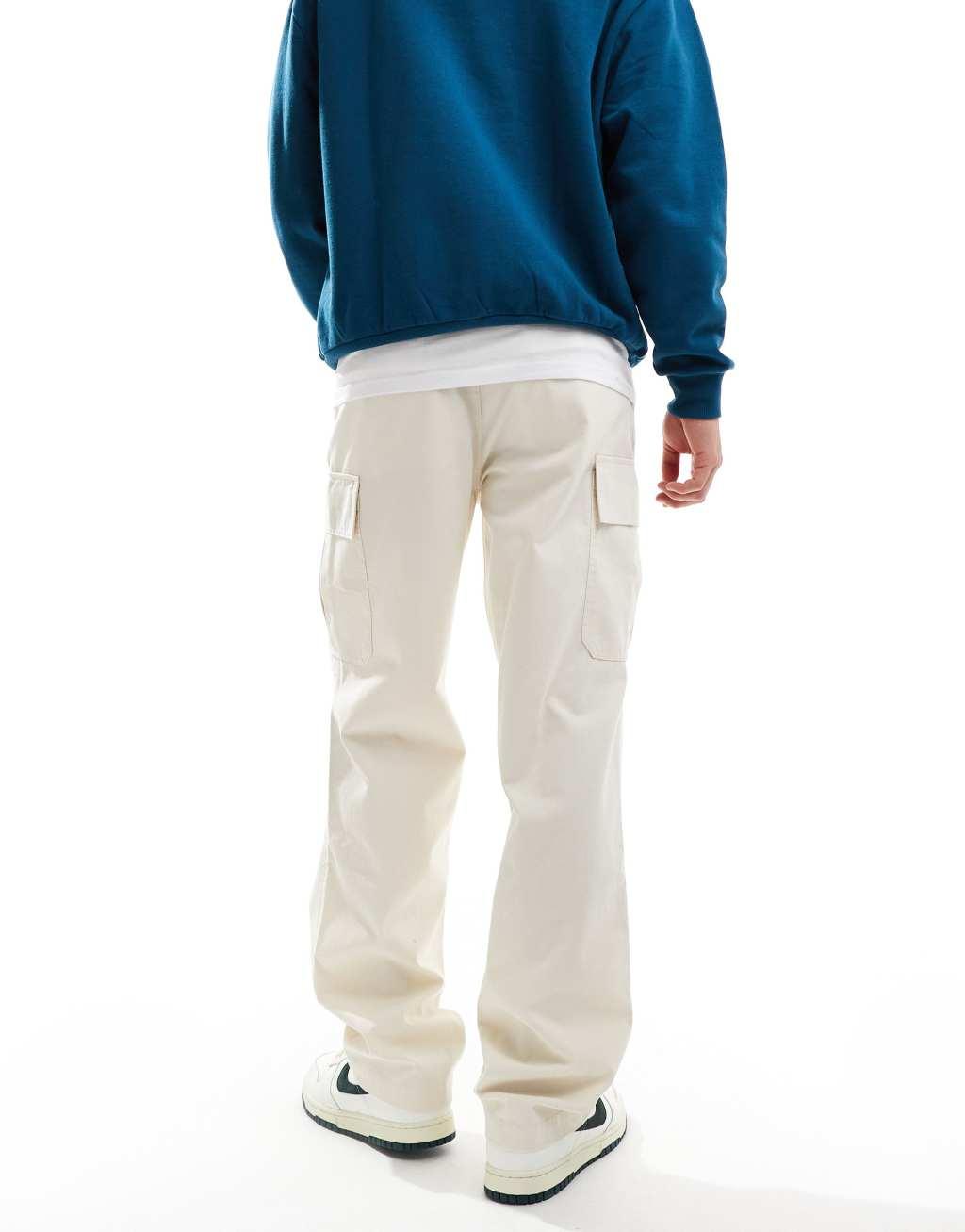 ASOS DESIGN baggy cargo pants in stone Product Image