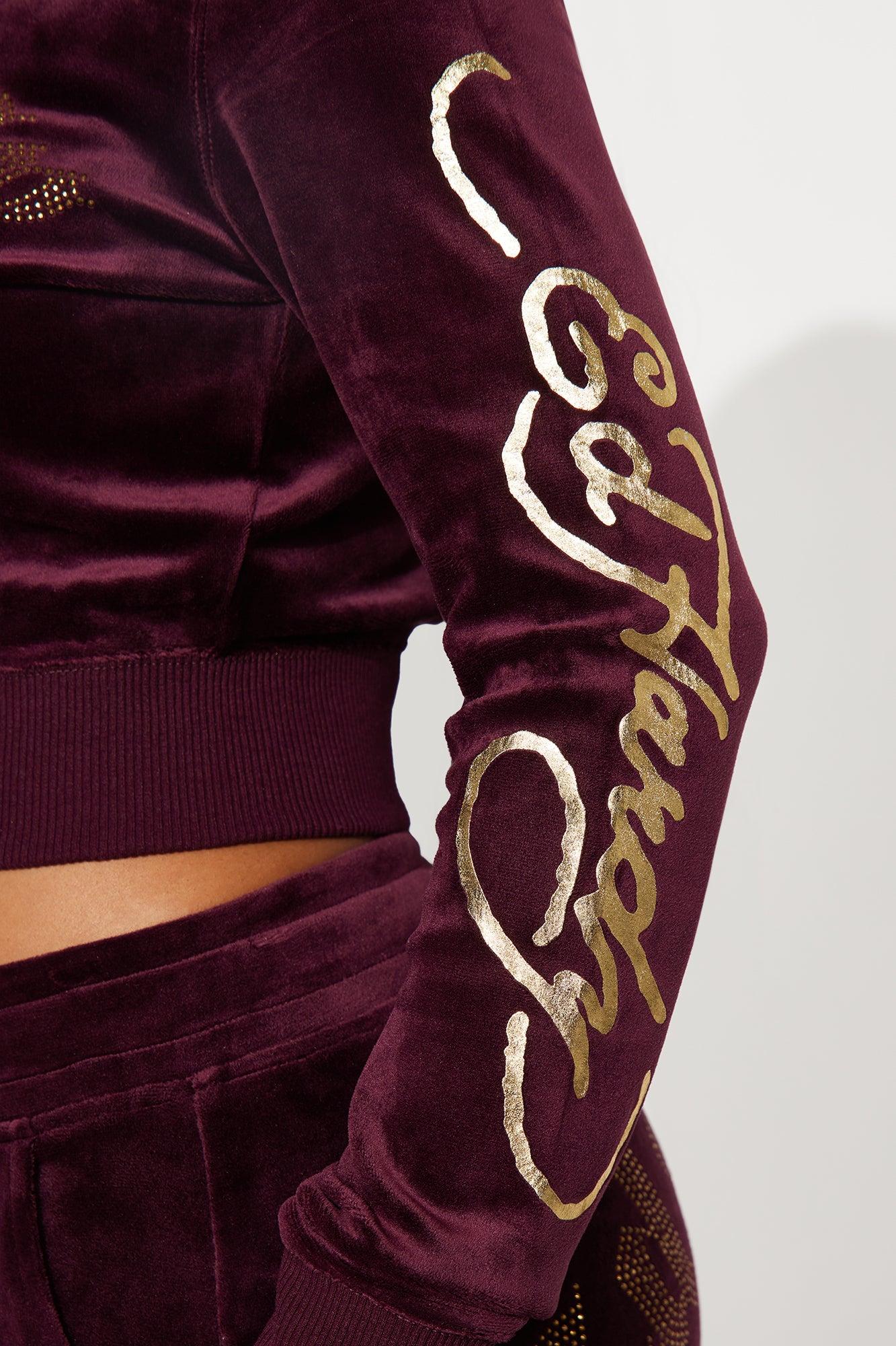 Ed Hardy Gold Tiger Velour Pant Set - Burgundy Female Product Image