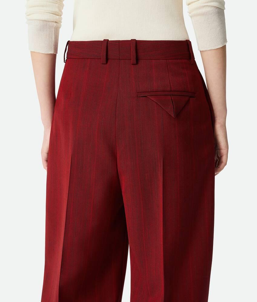 Women's Wool Subtle Stripe Wide Trousers in Red/grey melange Product Image