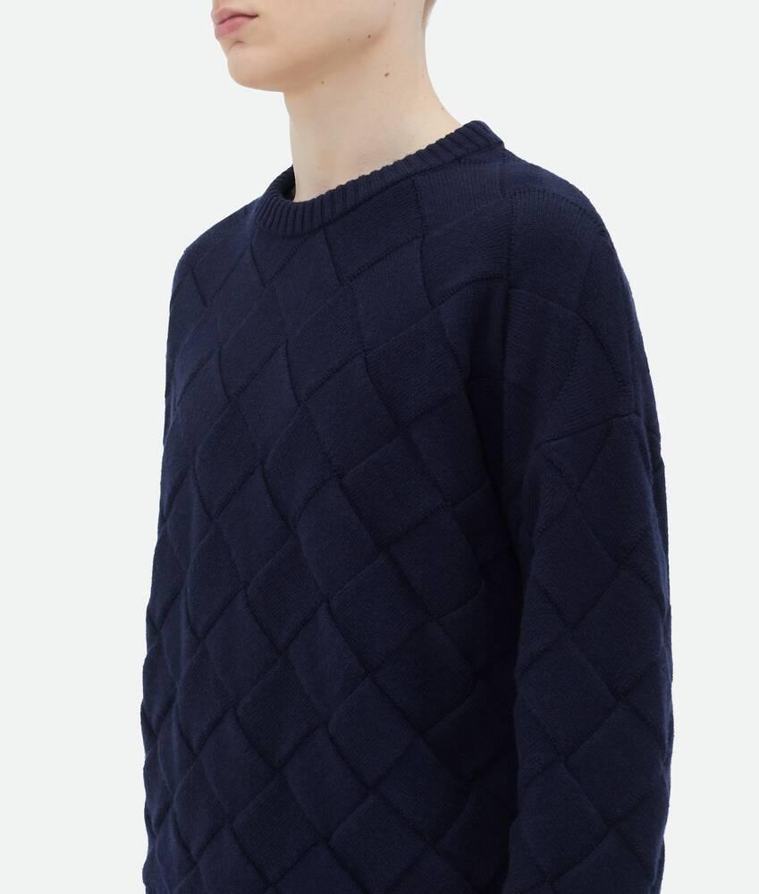 Men's Intreccio Wool Jumper in Navy Product Image