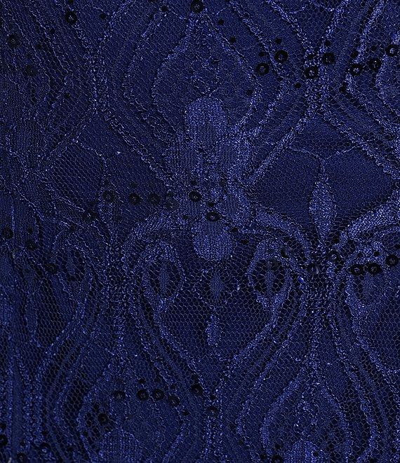 R & M Richards Petite Size Sleeveless Lace Round Neck Fit and Flare Dress Product Image