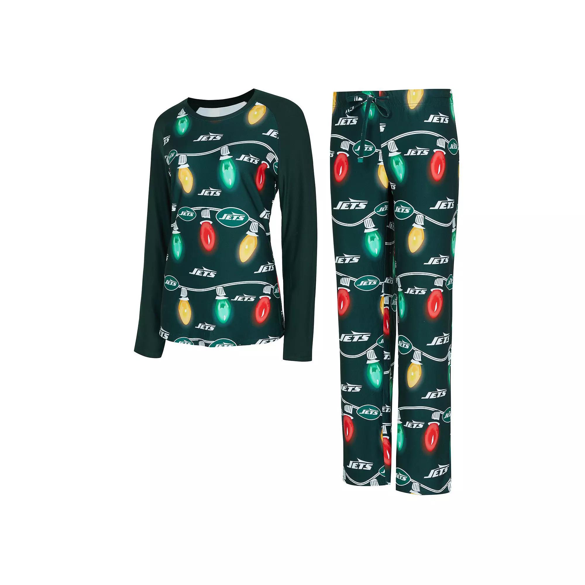 Women's Concepts Sport Green New York Jets Garland Knit Raglan Long Sleeve T-Shirt & Pants Set,  Product Image