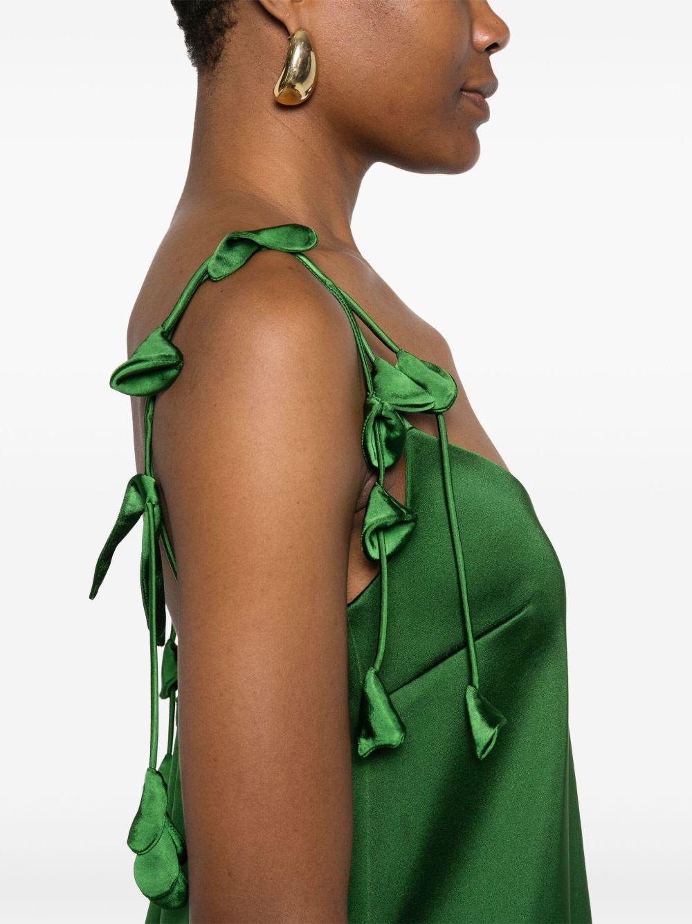 satin flower-embellished mini dress Product Image