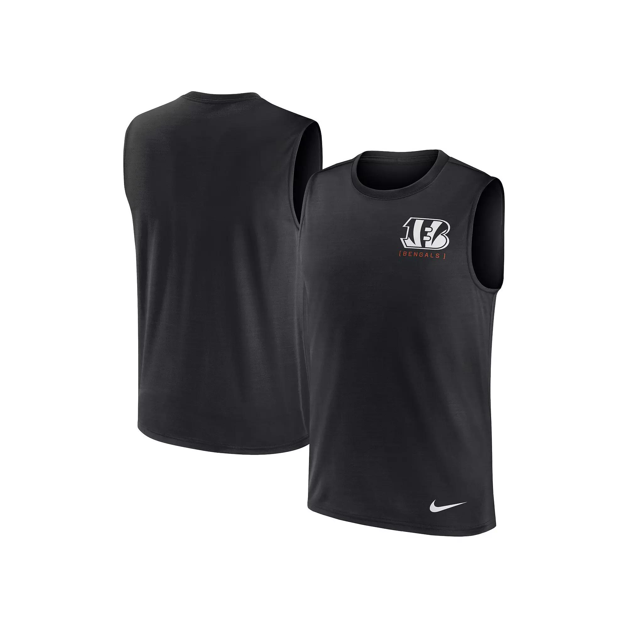 Men's Nike Black Cincinnati Bengals Large Logo Peformance Muscle Tank Top,  Product Image