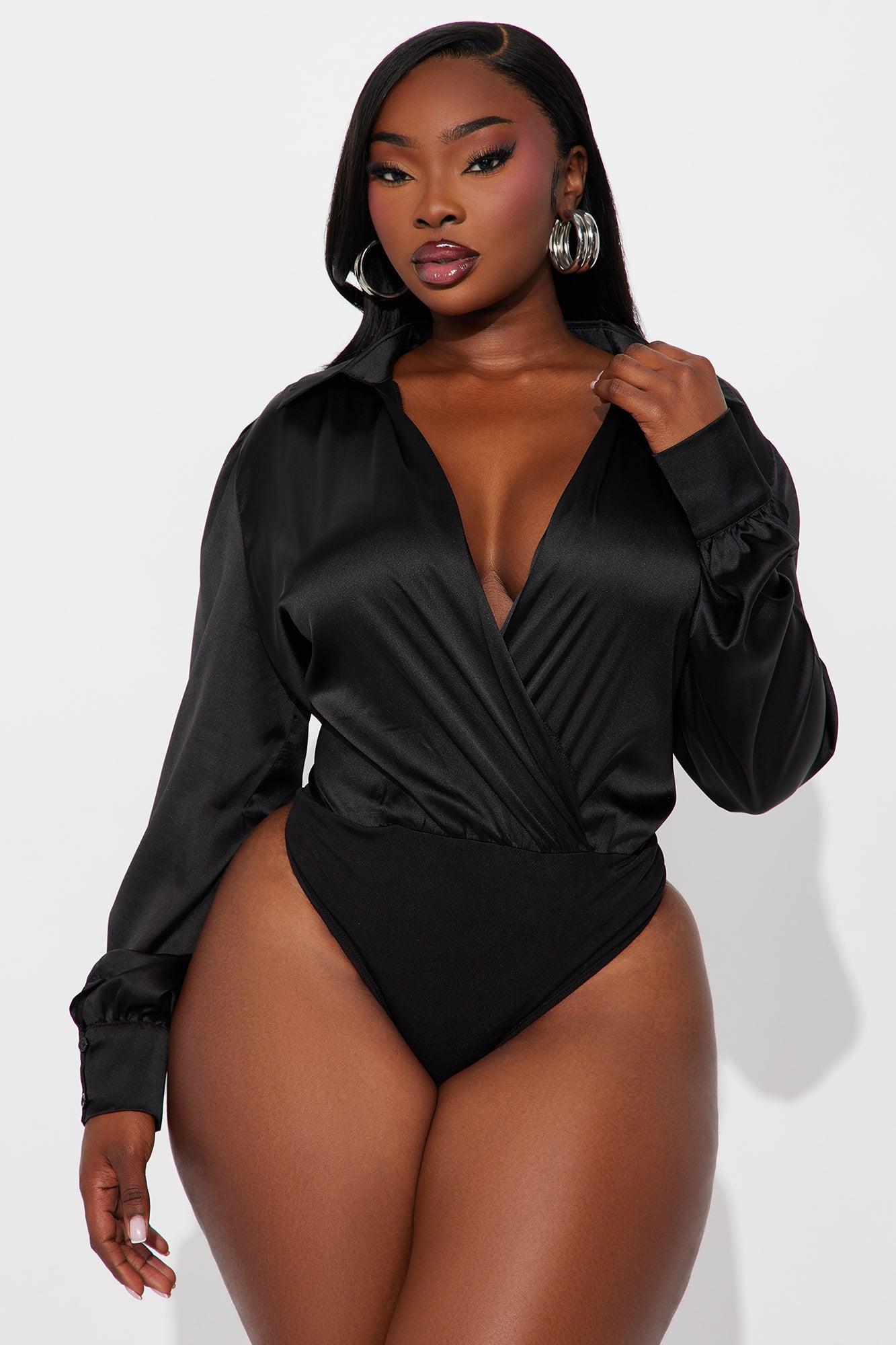 Playing Wicked Games Satin Bodysuit - Black Female Product Image