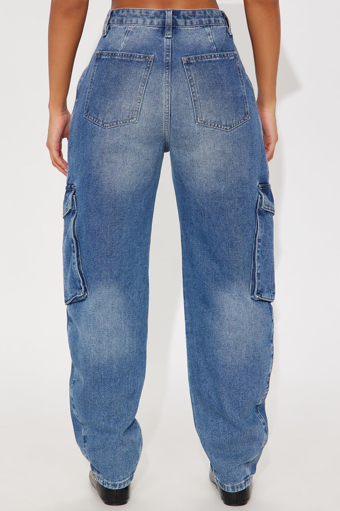 Making Moves Cargo Taper Leg Jeans - Dark Wash Female Product Image