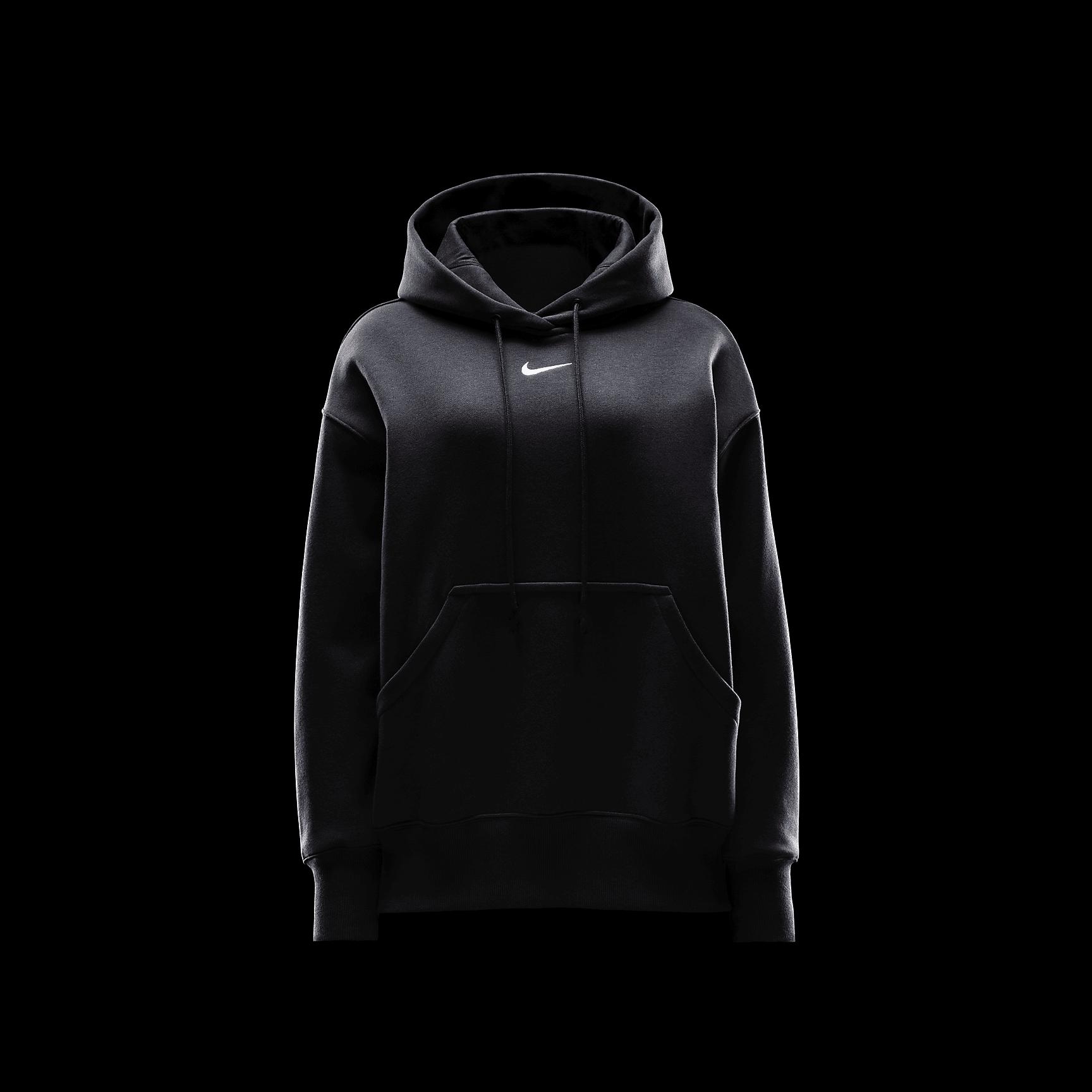 Nike Womens Nike Phoenix Fleece OS Pullover Hoodie - Womens Black/White Product Image