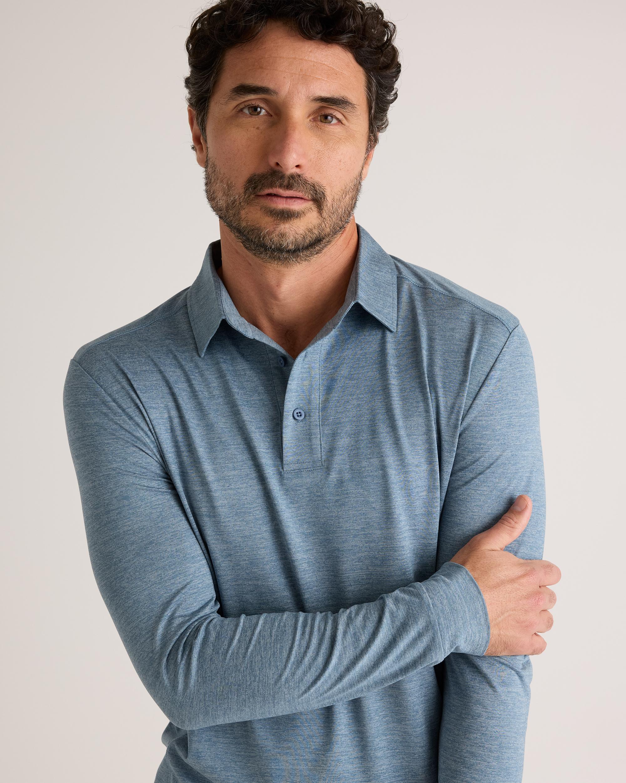 Quince | Men's Flowknit Breeze Performance Long Sleeve Polo Recycled Polyester Product Image