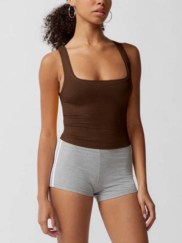 Solid U Neck Slim Tank Top Product Image