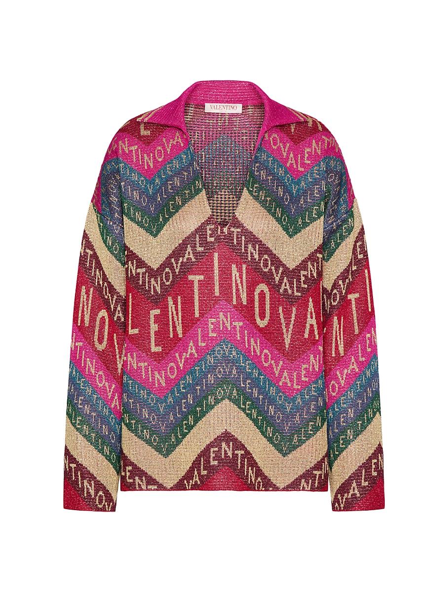 Womens Valentino Chevron Lurex Sweater Product Image