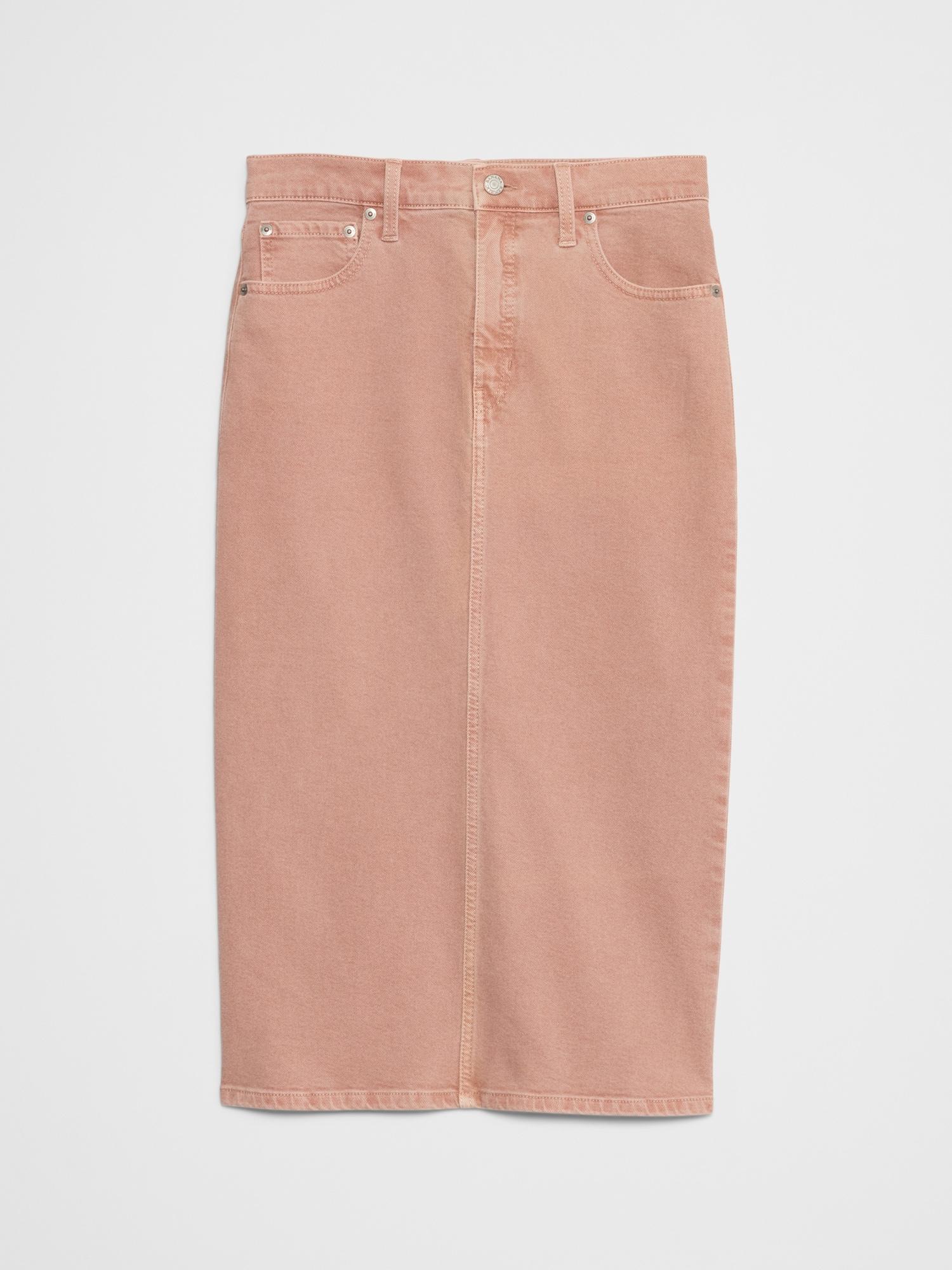 Denim Midi Pencil Skirt Product Image
