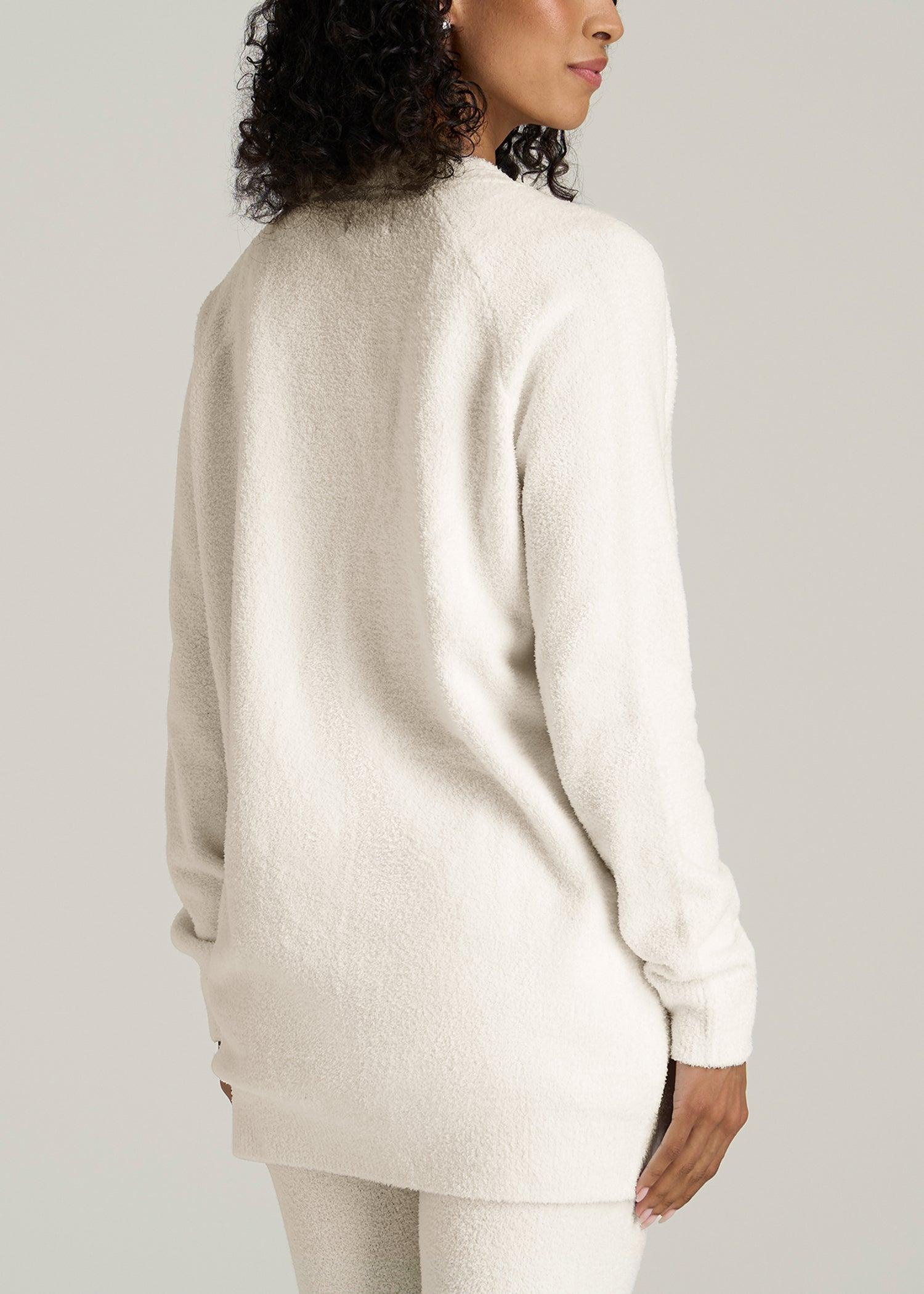 Chenille Cardigan for Tall Women in White Alyssum Female Product Image