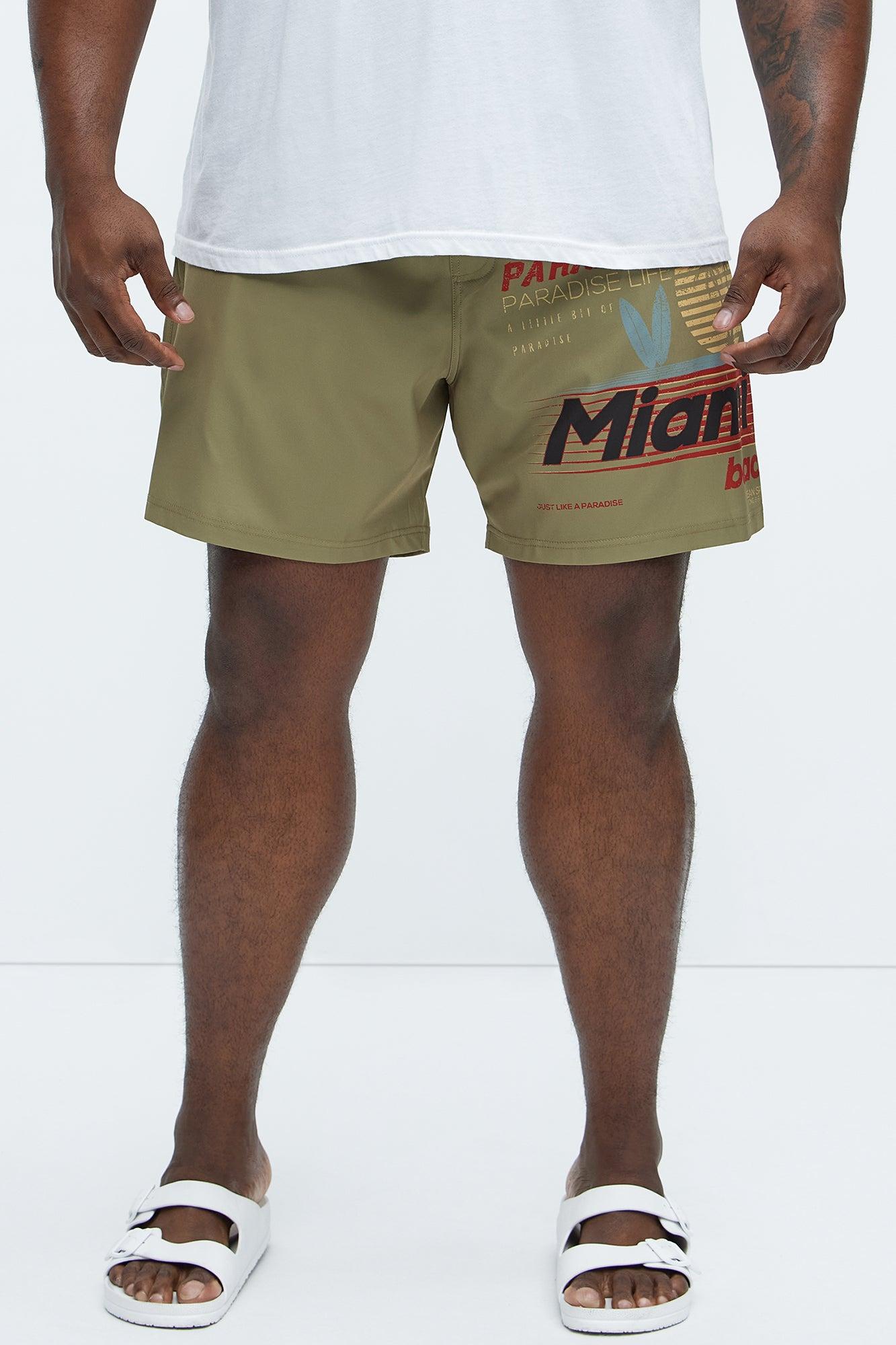 Paradise Life In Miami Swim Mid Trunk - Olive Product Image