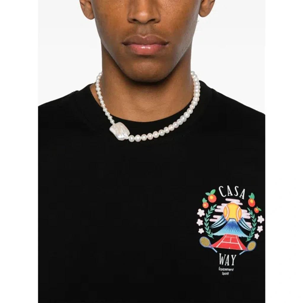 CASABLANCA Mens Casa Way Mountain Brand-print Cotton-jersey T-shirt In Black Product Image
