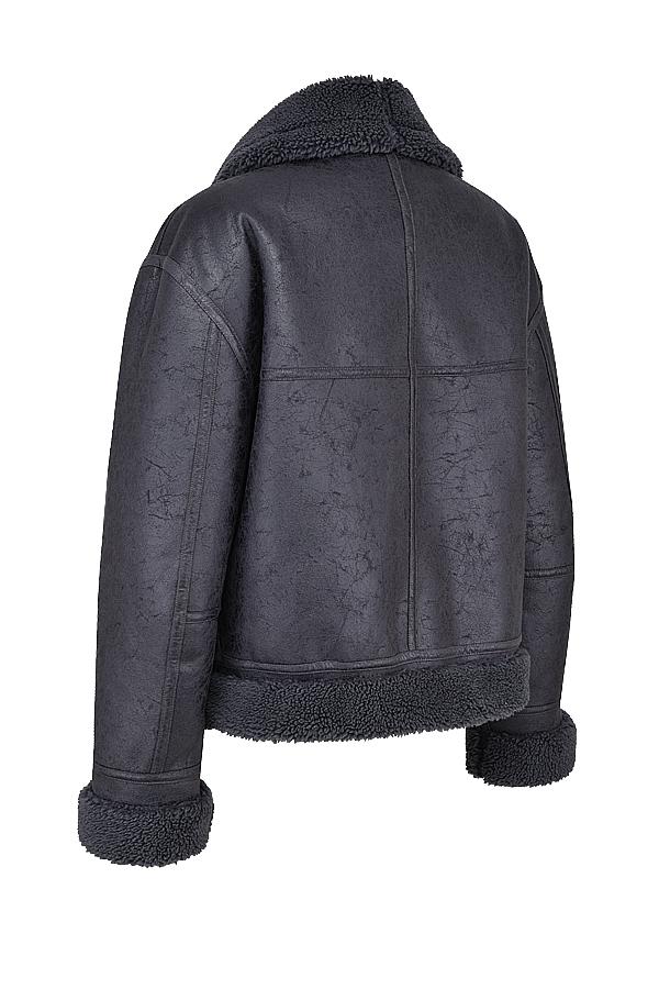Madden  grey vegan shearling aviator jacket - sale Product Image