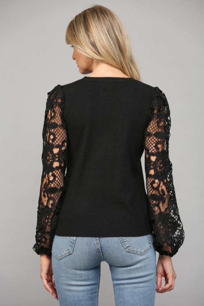 Lace Sleeve Sweater Product Image