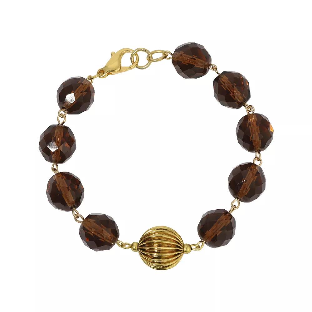 1928 Gold Tone Bead Bracelet, Womens, Brown Product Image