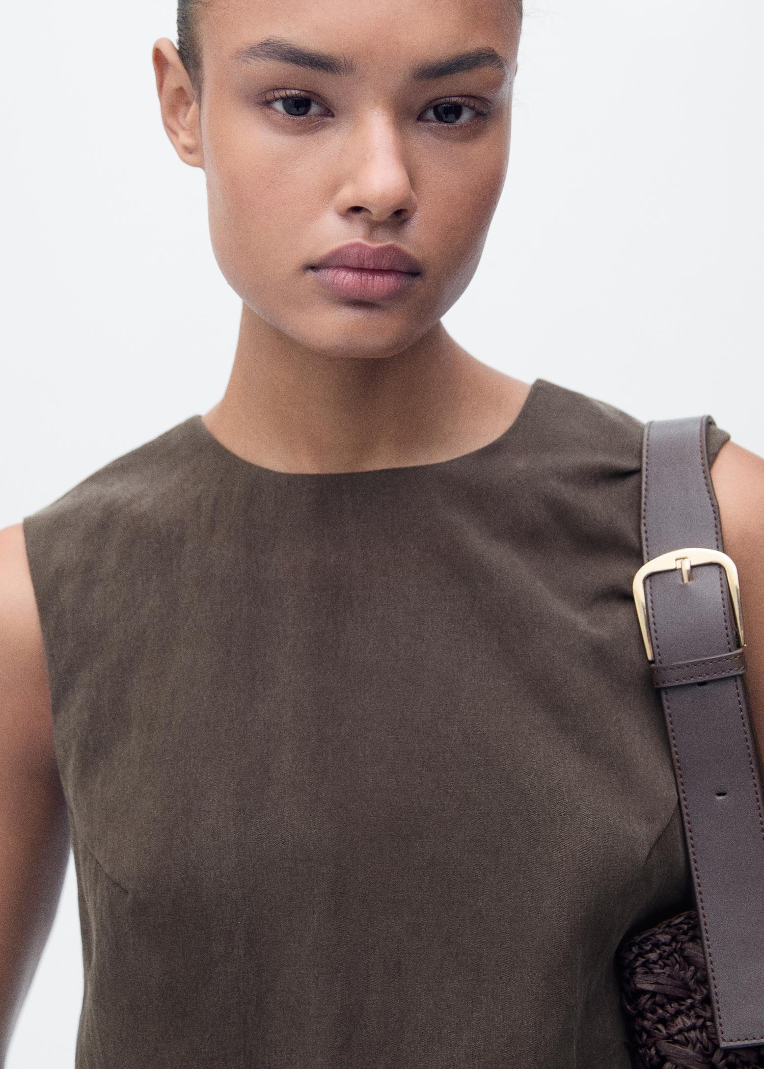 Lyocell top with buttons on the back - Women | MANGO USA Product Image