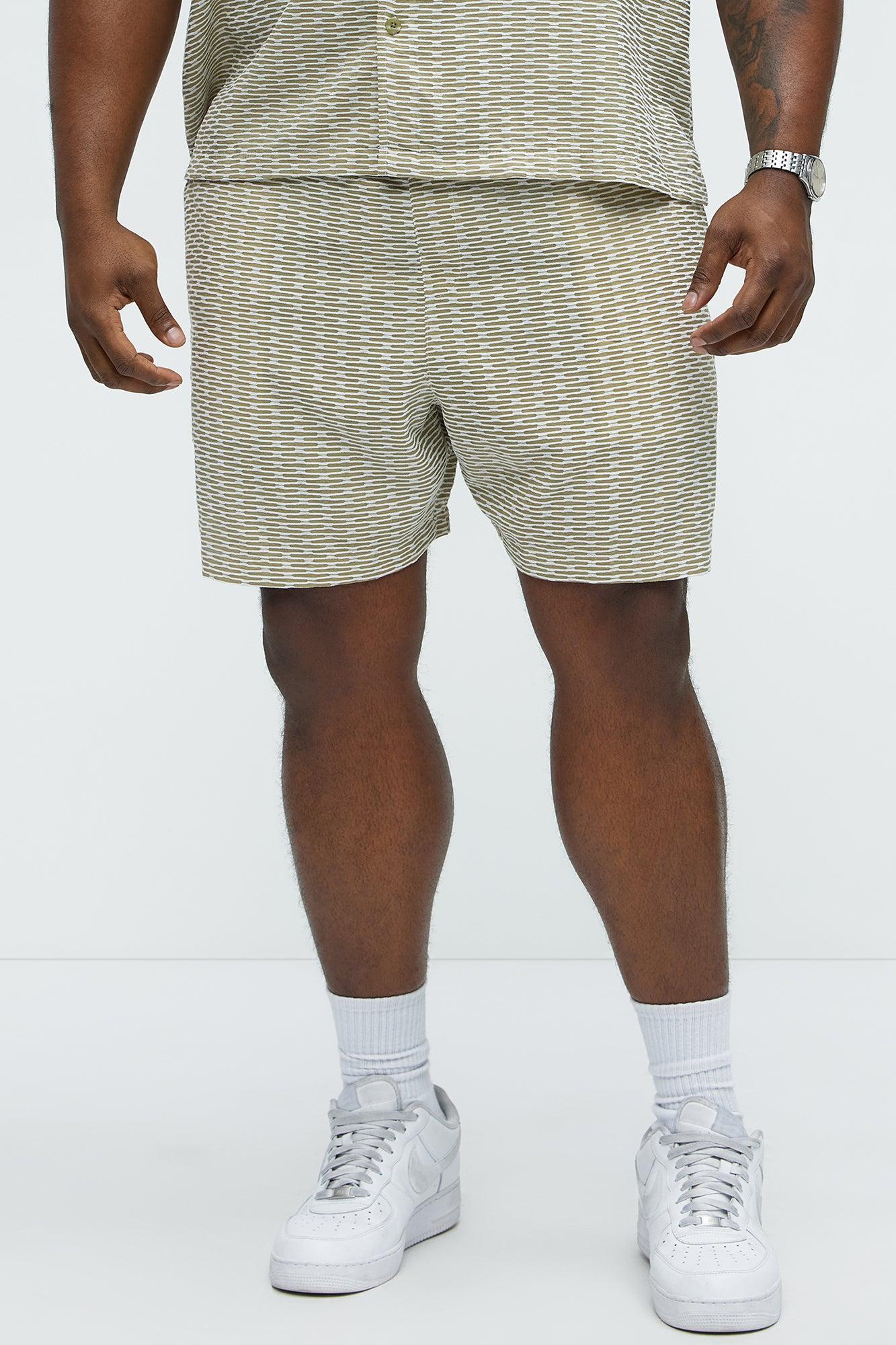 Textured Chenille Pattern Shorts - Green/combo Product Image