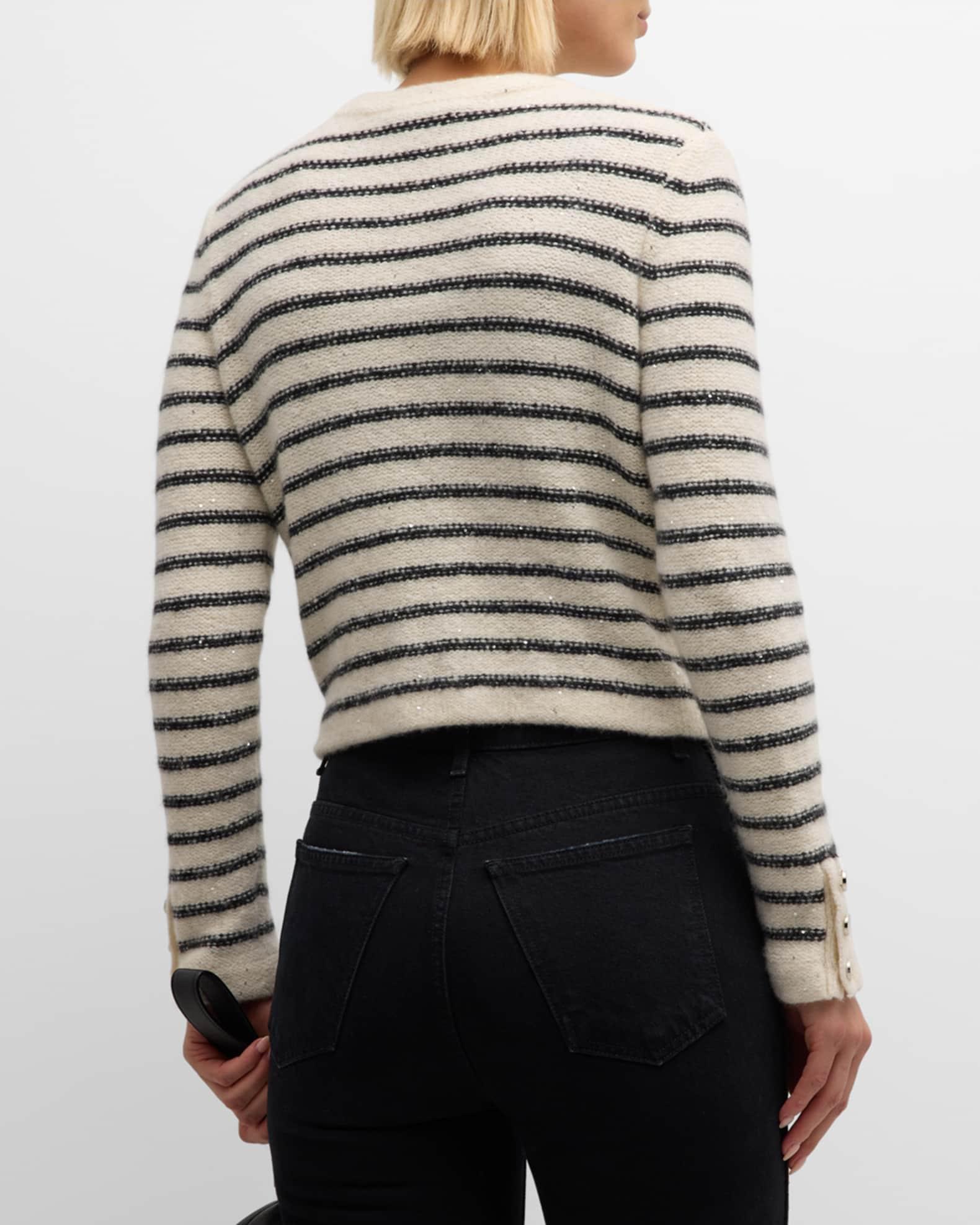 Striped Cable-Knit Sequined Cashmere Jacket Product Image