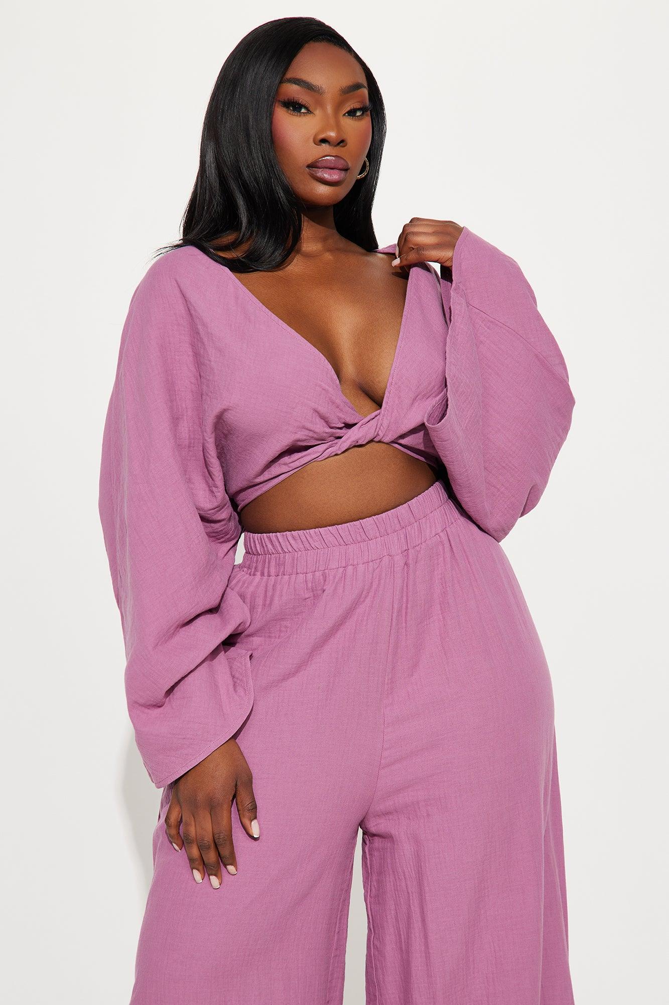 Isabella Gauze Pant Set - Plum Product Image