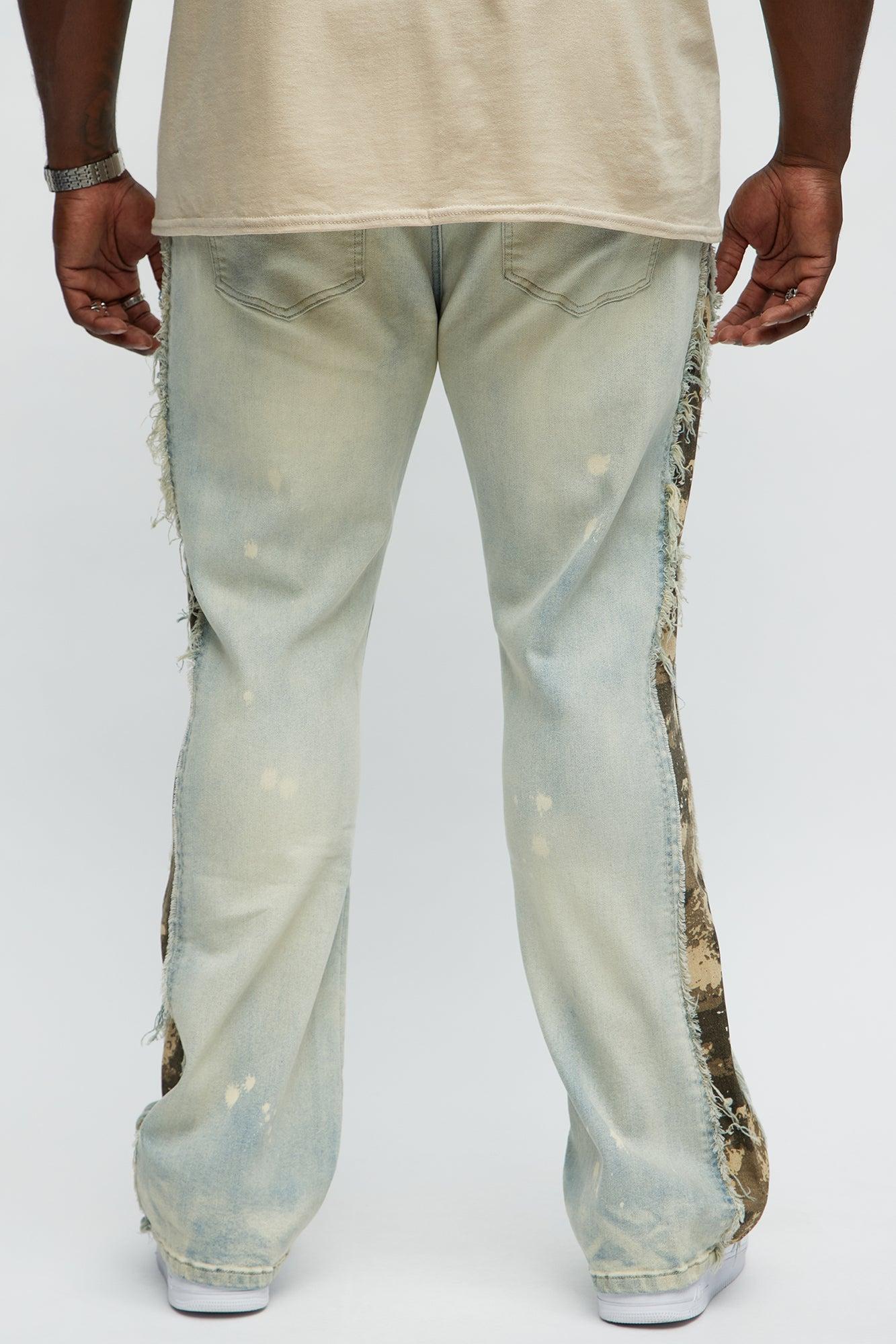 Cover Me Camo Ripped Stacked Skinny Flare Jeans - Light Wash Male Product Image