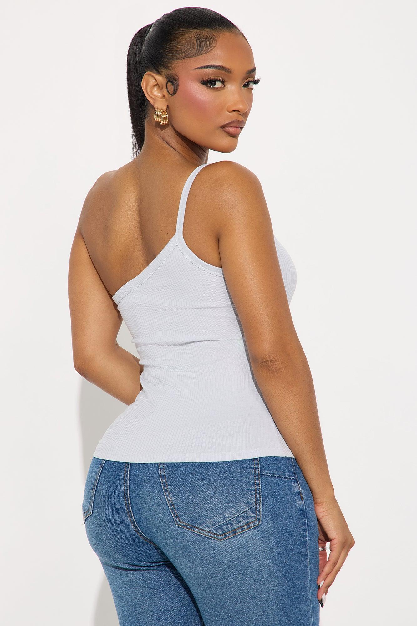 Camille One Shoulder Tank Top - Blue Female Product Image