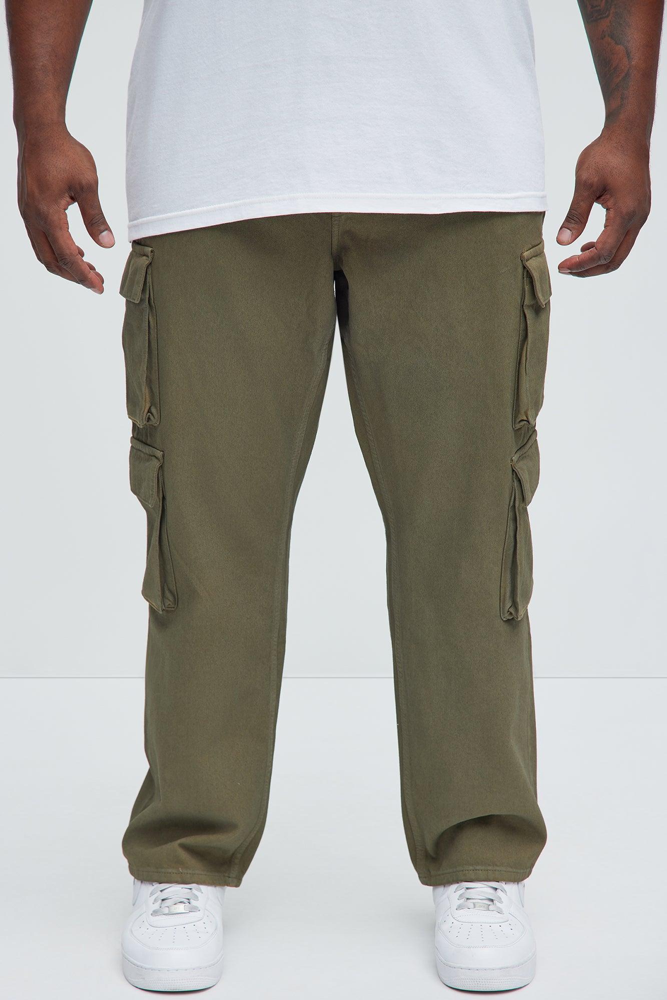 Waxy Straight Cargo Jeans - Olive Product Image