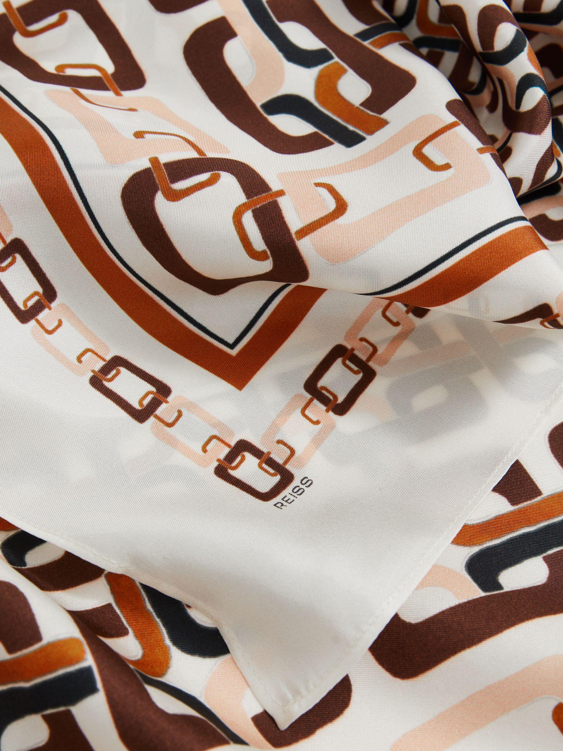 Silk Chain-Print Scarf in Taupe Product Image