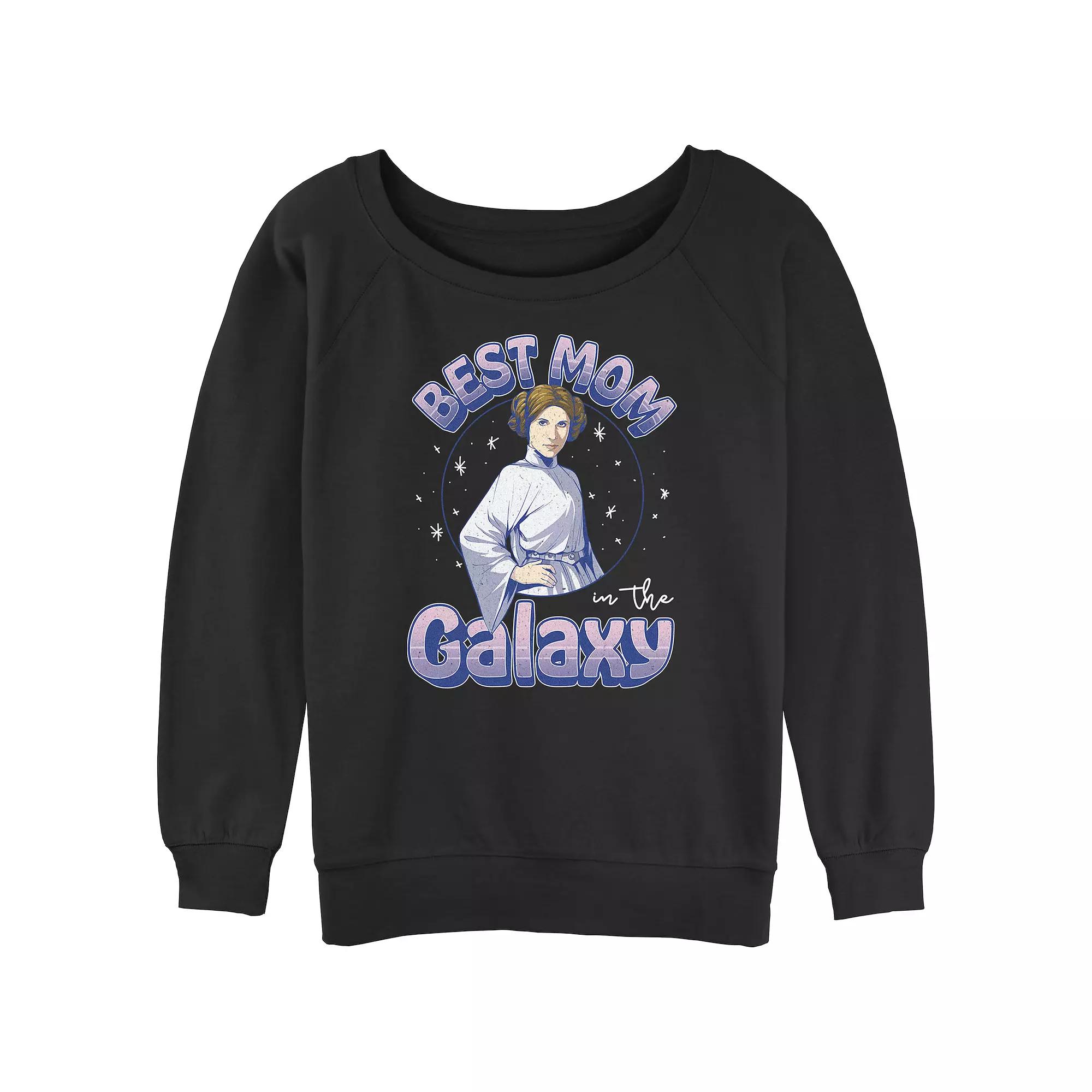 Juniors' Star Wars Best Mom In The Galaxy Princess Leia Portrait Slouchy Terry Pullover, Girl's, Size: XXL, Black Product Image