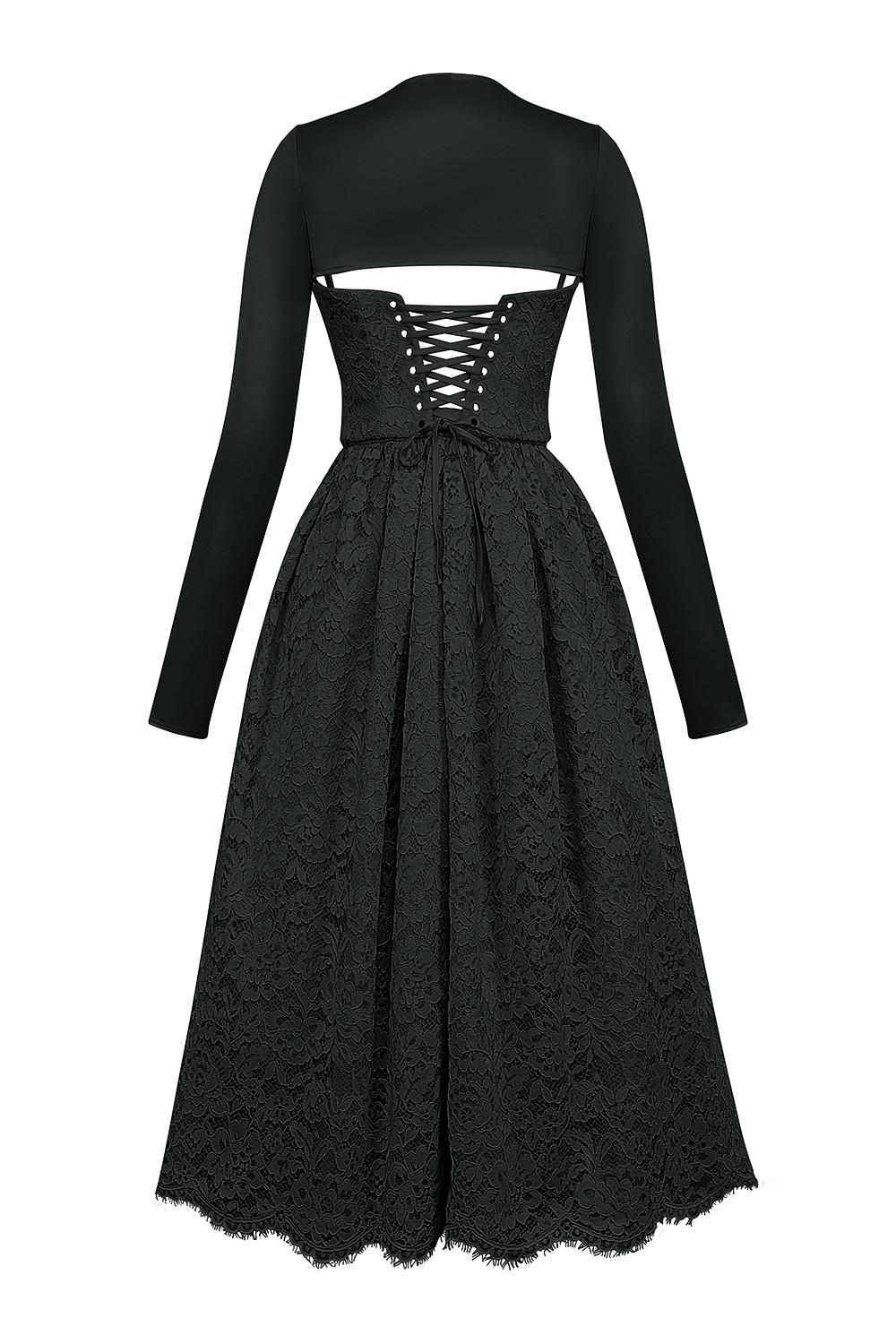Duchess  black lace corset, skirt and bolero - sale Product Image