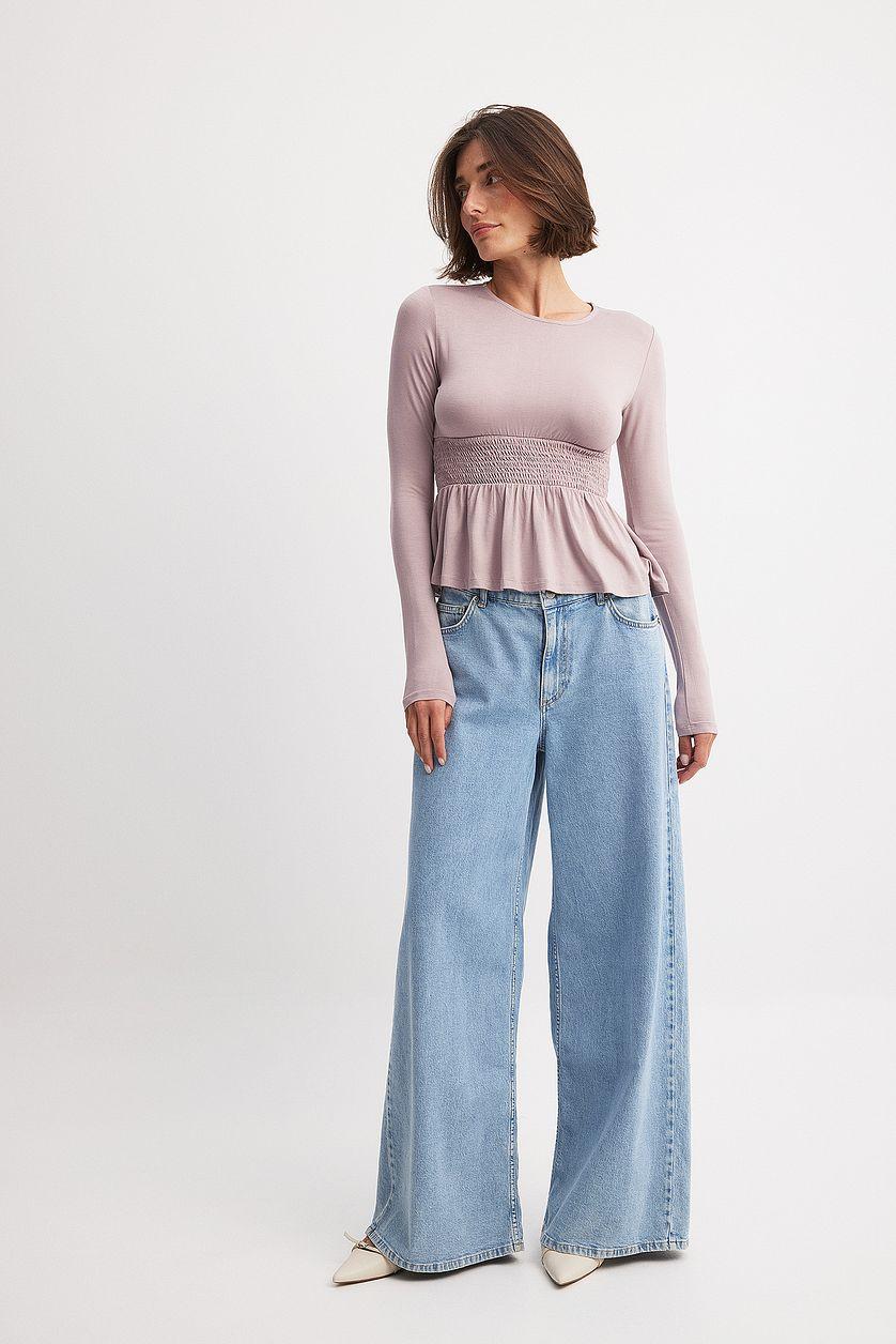 Long Sleeve Smock Top Pink Product Image