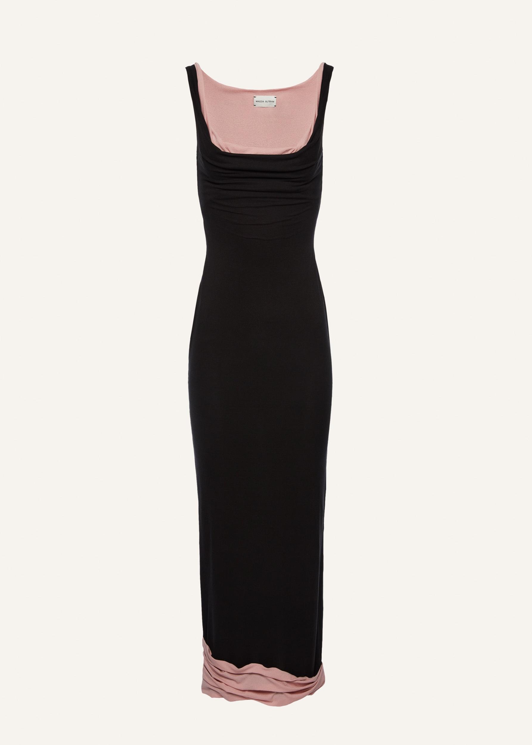 Double layer jersey tank dress in black Product Image