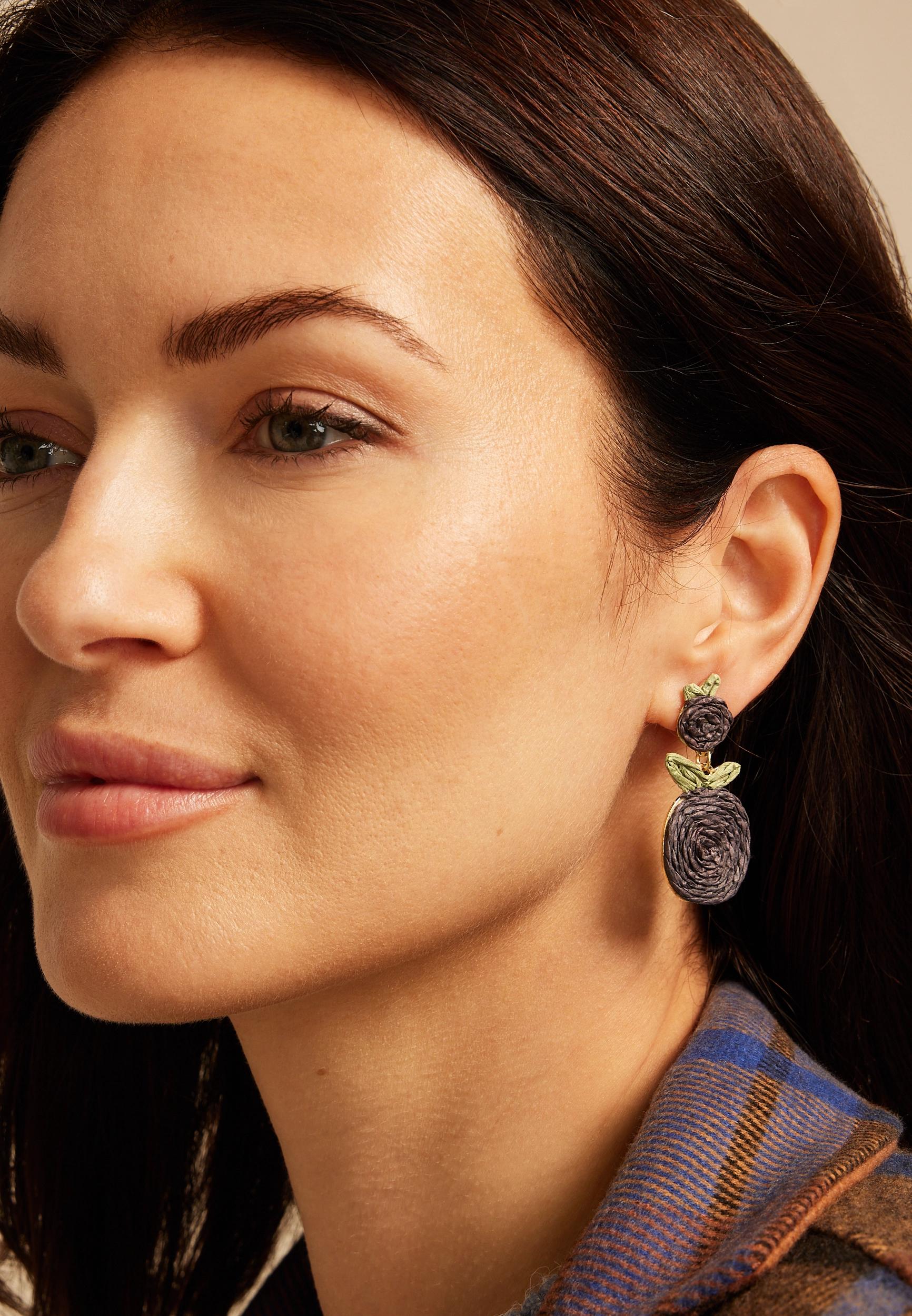 Purple Raffia Drop Earrings Product Image