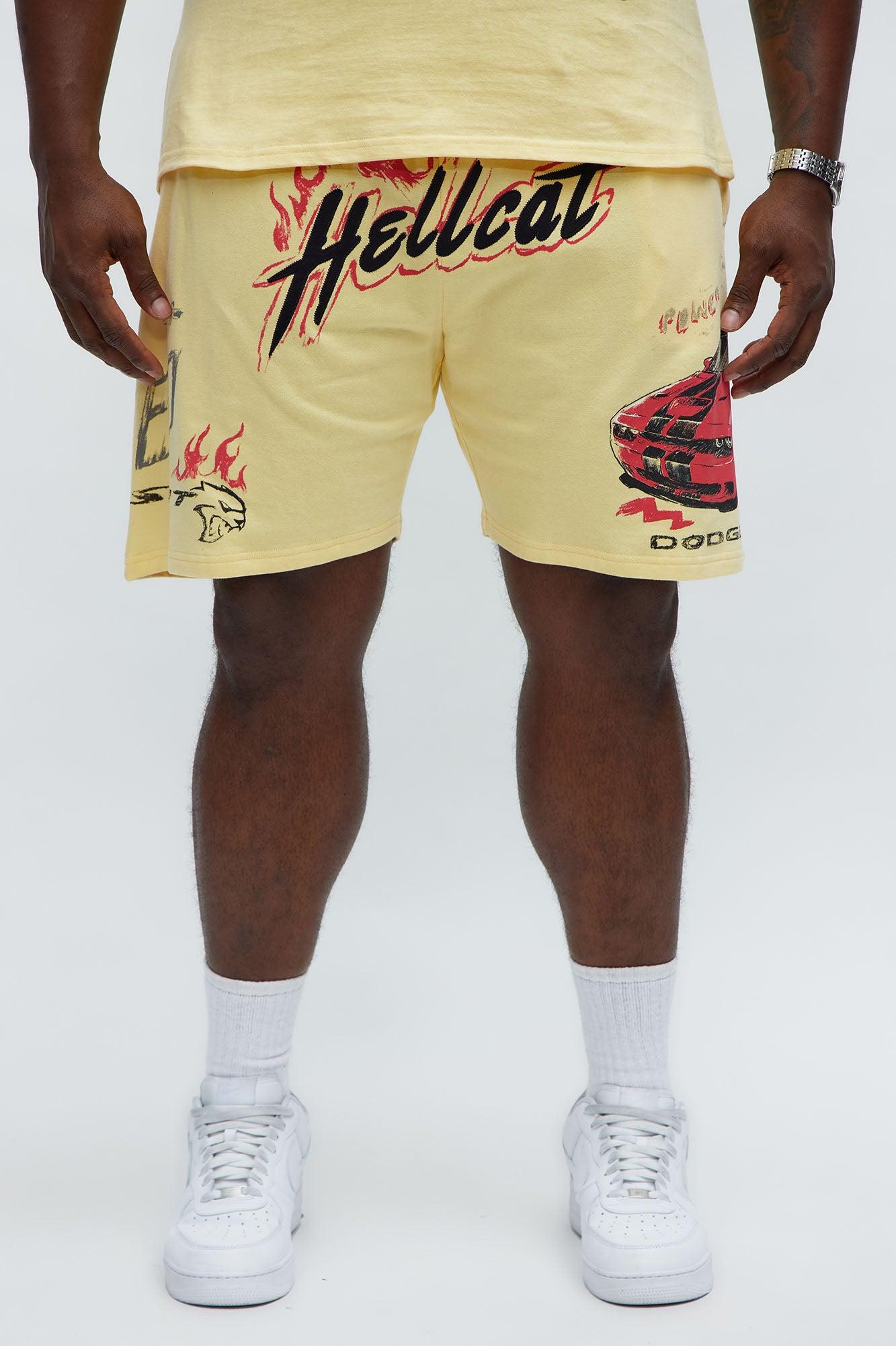 Dodge Hellcat Speed Embroidery Sweatshorts - Tan Male Product Image
