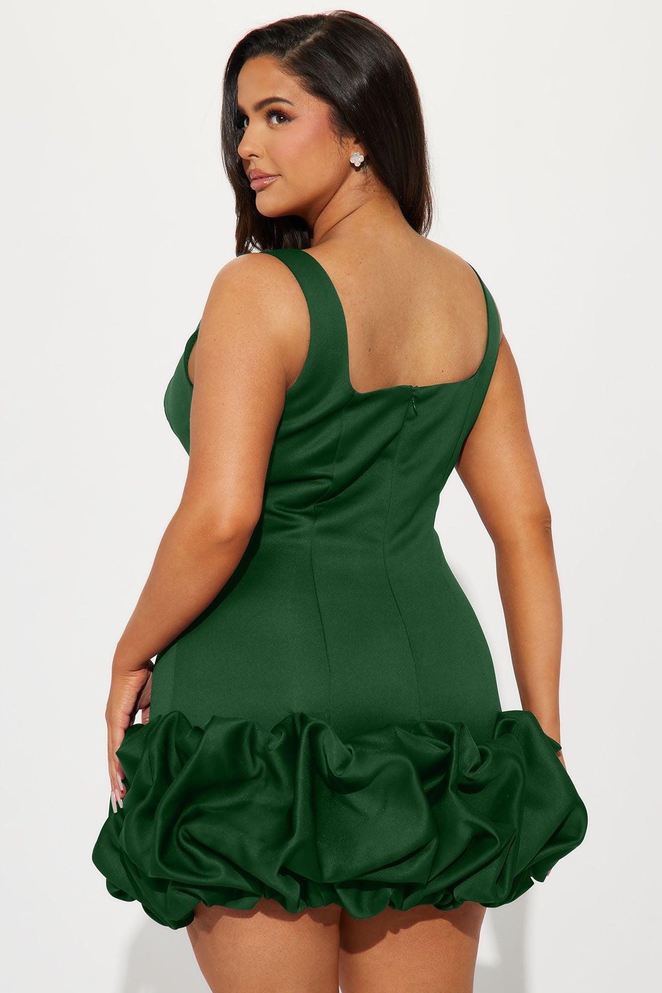 Sienna Satin Mini Dress - Kelly Green Product Image