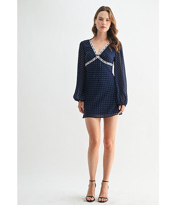 All in Favor Polka Dot Long Sleeve Mini Dress Product Image