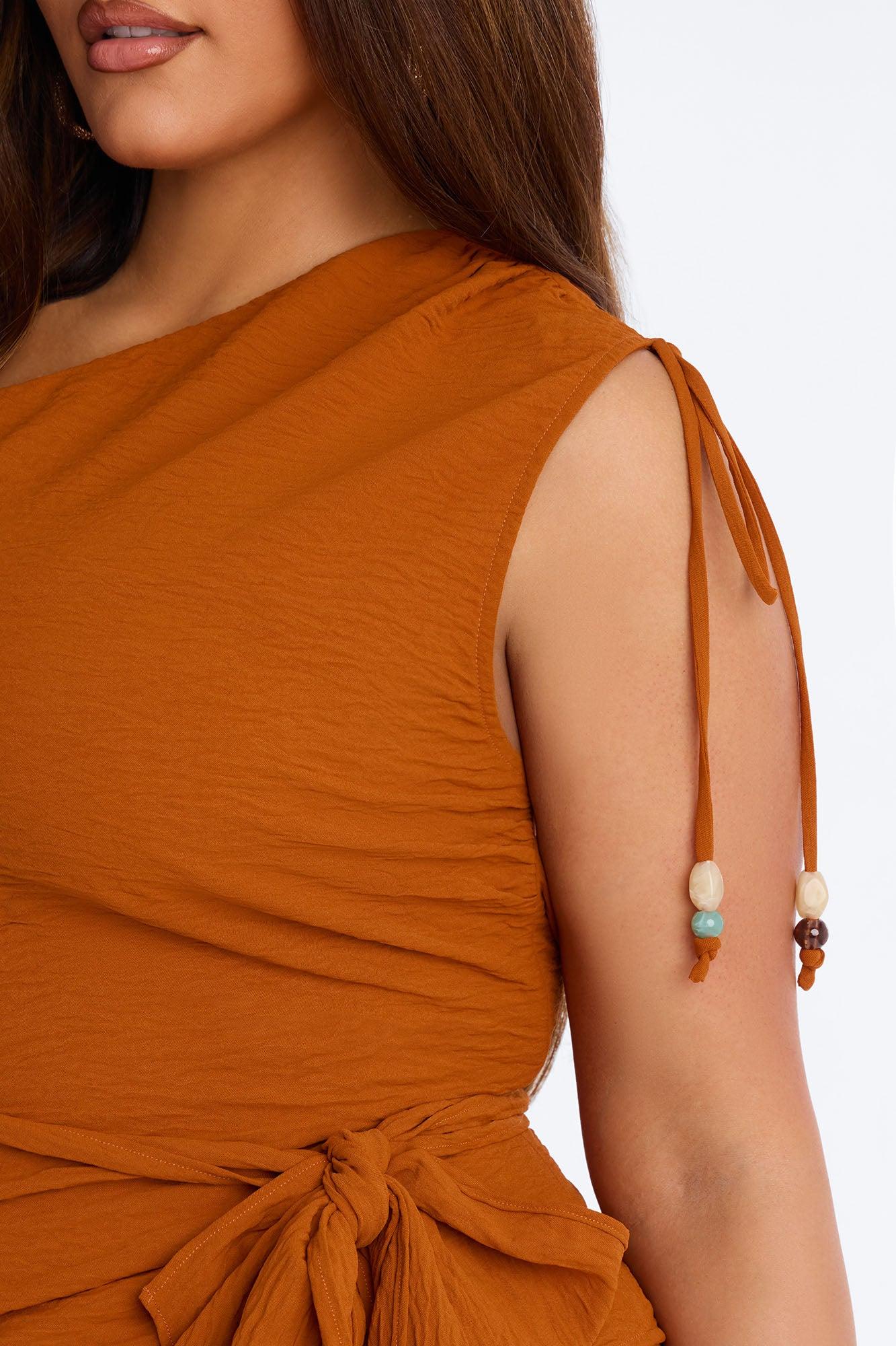 Willow One Shoulder Balloon Pant Set - Rust Female Product Image
